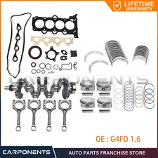 Engine Rebuild Overhaul Kit w/Crankshaft & Connecting Rod For Hyundai 1.6L G4FD