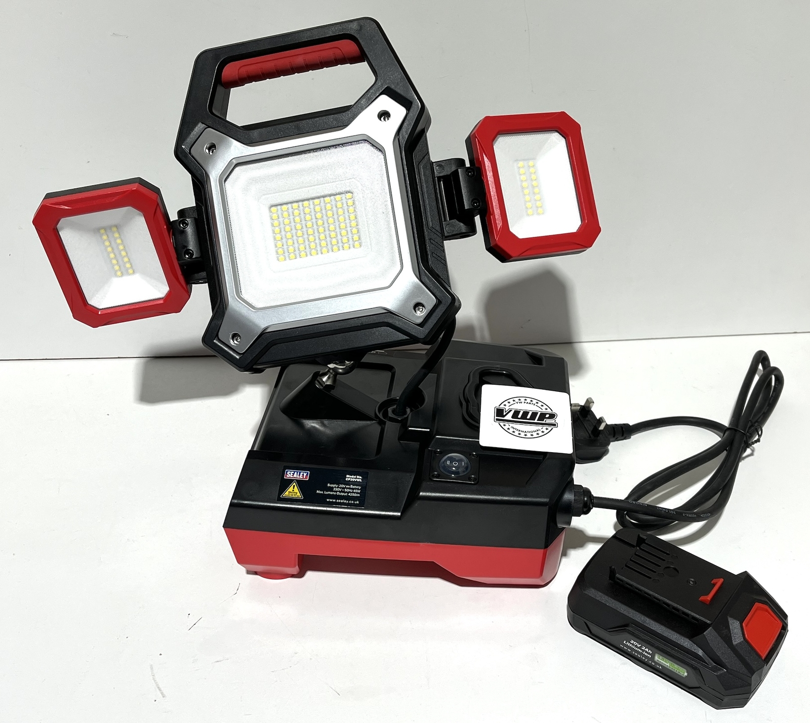 Sealey Cordless/Corded 20V 4Ah SV20 Series Worklight Kit 45W SMD LED Garage W...