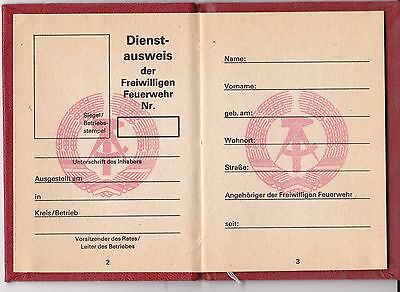 Dienstausweis Freiwillige Feuerwehr Ddr Blanko Dokument Ausweis Ebay