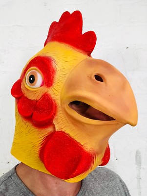 Vollkopf Gummi Hühnermaske Latex Tier Hahn Vogel Kostüm Hirsch Masken