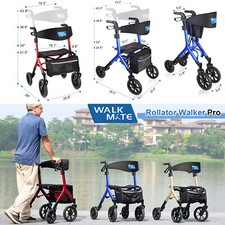 Rollator Walker for Seniors 10" Wheels Seat Padded Backrest Mobility Walking Aid