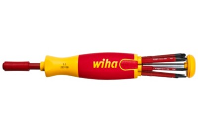 Wiha 38613 Slimario VDE 6-teiliger austauschbarer Schraubendreher mit integriertem Bit
