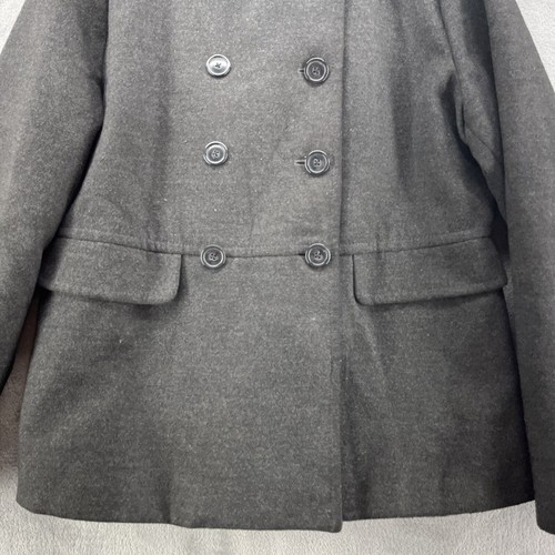 Old Navy PeaCoat Womens Large Heather Gray Mock Neck Double Breast Military - Picture 4 of 15
