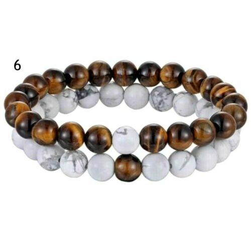 2er SET PARTNER ARMBAND DAMEN HERREN STEIN FREUNDSCHAFTSARMBAND PERLEN BRACELET - Bild 7 von 8