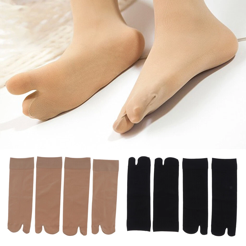 2 Paires Chaussettes Orteils Femem Chaussettes 2 Doigts en Soie