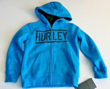 Hurley Little Boys 4 Turquoise Blue Zip Front Hooded Sweatshirt Hoodie NWT