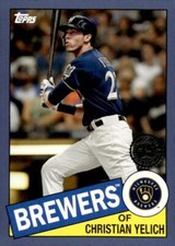 2020 Topps #85-59 Christian Yelich 1985 Topps Baseball 35th Anniversary Blue