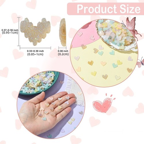 200x Resin Cabochon Flatback Love Heart Decor for Nail Art Making DIY Scrapbook - Picture 3 of 6