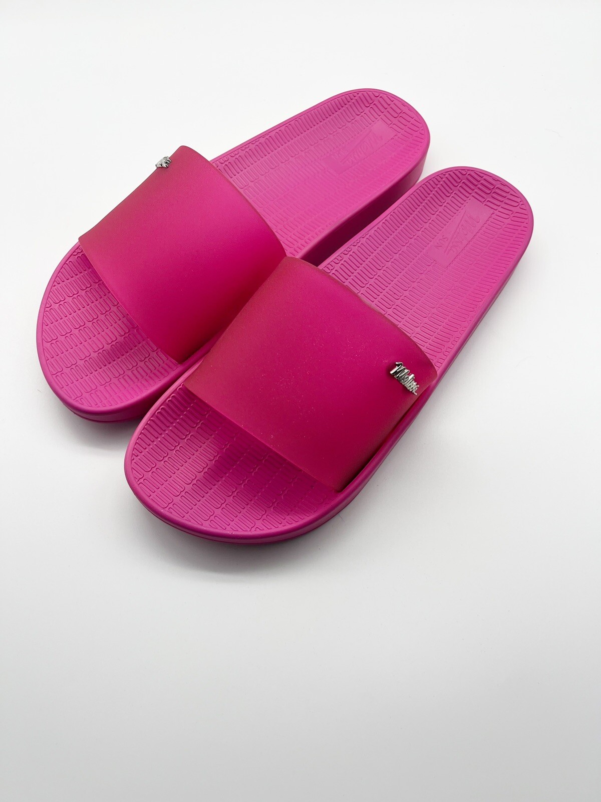 Melissa Sun Sunset Gummy Rubber Hot Pink Glitter Slides Womens Size 9 | eBay