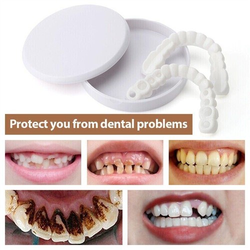 Snap on Upper Lower False Teeth Dental Veneers Dentures Fake Tooth Cover Set Usa - Picture 3 of 17