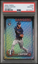 2024 Topps Holiday Evan Carter Rangers RC Rookie #280 PSA 10