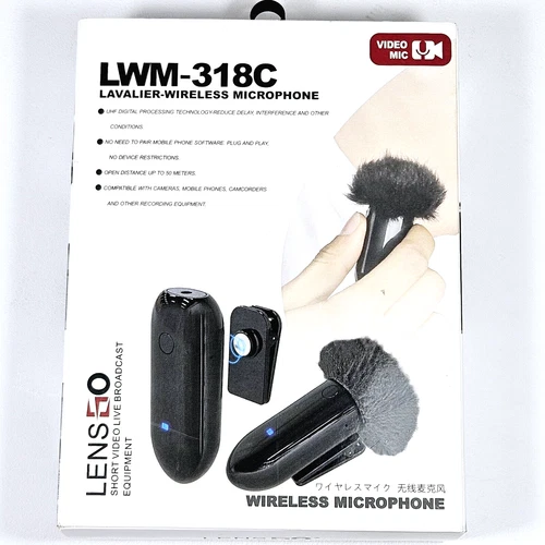 Lensgo LWM-318C Lavalier-Wireless Microphone White New Open Box