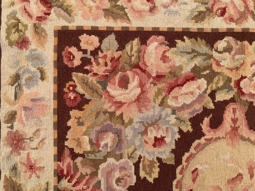 Vintage French Style Aubusson Rug Needlepoint Chain stitch Rug 3x5 ft Free Ship - Picture 6 of 12
