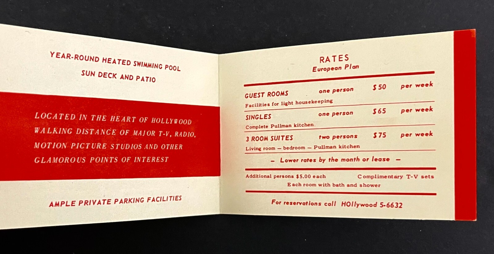 1950s Hollywood CA D'Oporto Studio House European Rates Vintage Travel