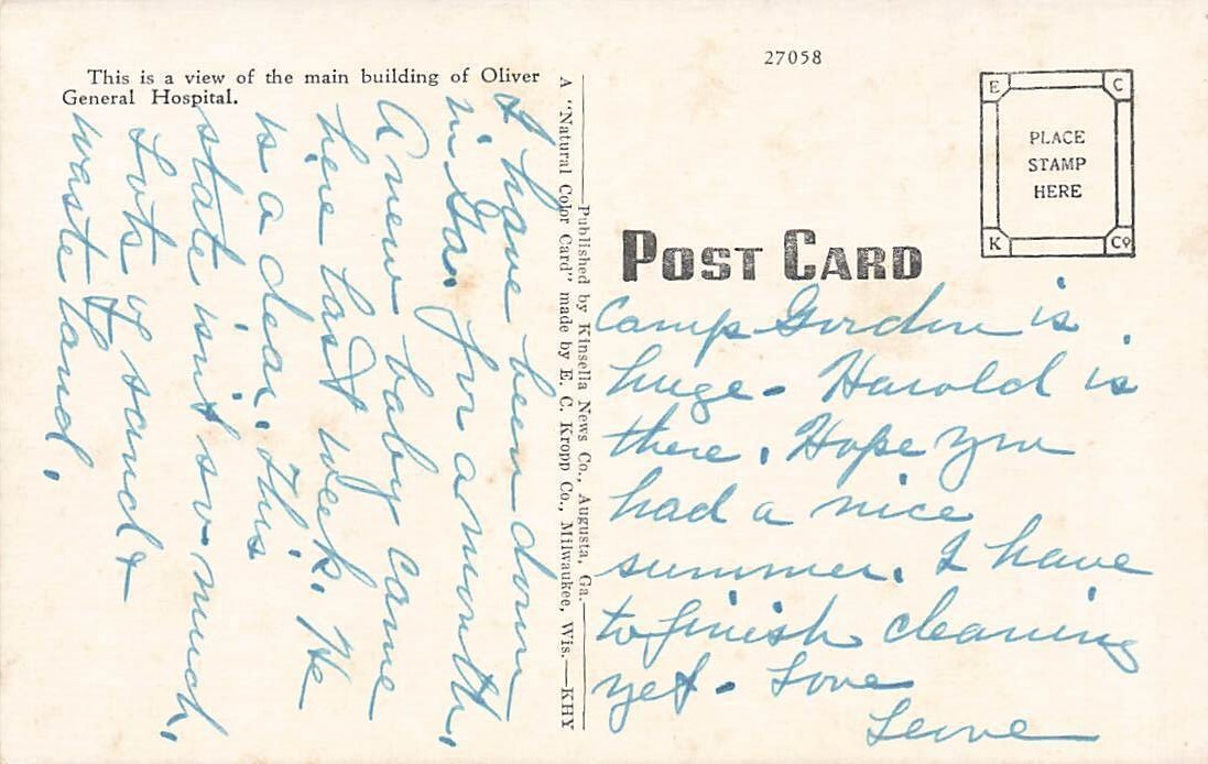 c1930s40s Oliver General Hospital Augusta GA P406 eBay
