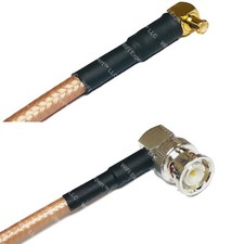 RG400 MCX MALE ANGLE to BNC MALE ANGLE RF Cable FAST-SHIP LOT
