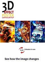 Kyojuro Rengoku,Akaza-Demon slayer,3D poster,3 Images In 1, 3D Lenticular Effect
