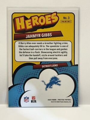Jahmyr Gibbs 2024 Panini Prestige HEROES HOLO SILVER SP #3 | eBay
