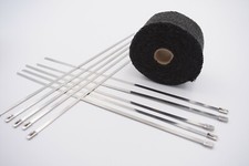 10 Meters 10 Ties Black Exhaust Heat Wrap Manifold Downpipe Bandage Tape Roll