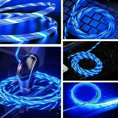 3.3 FT Light Up Flowing LED Fast Charging Type C Charger Cable Cord For Samsung