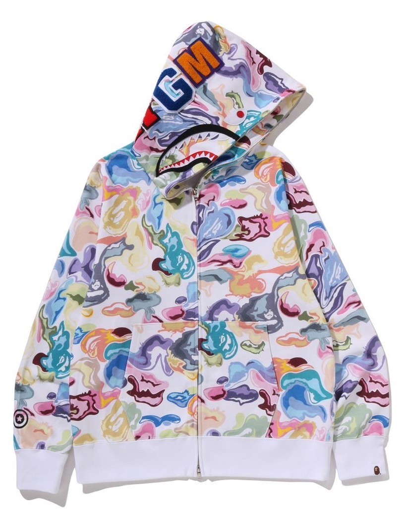 A BATHNIG APE Men's ART CAMO SHARK FULL ZIP HOODIE 1L80115301 z | eBay
