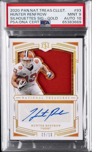 2020 HUNTER RENFROW PSA 9 AUTO 10 PANINI NATIONAL TREASURES COLLEGE #'d /10