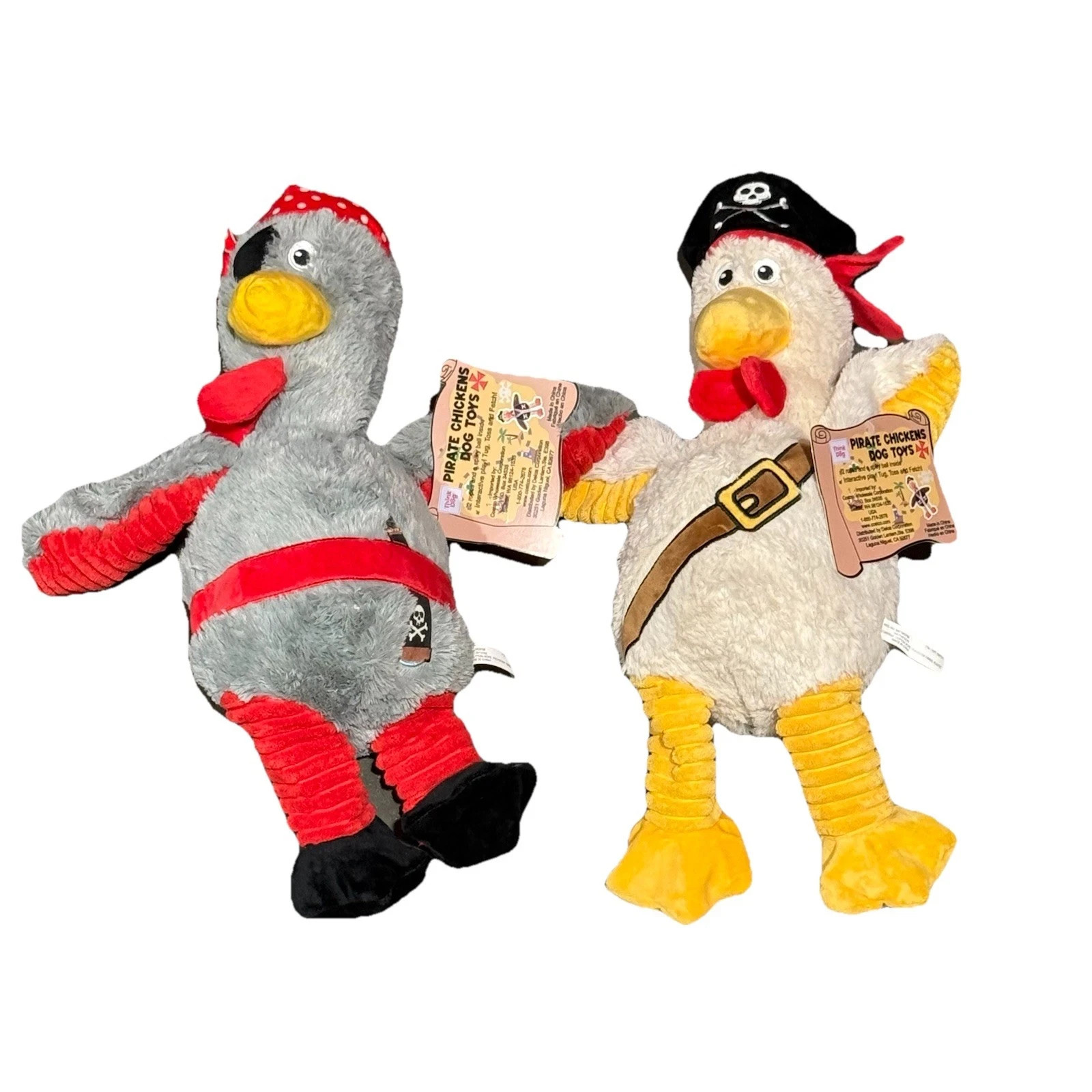 (set Of 2)&ndash; Squeaky Plush &ndash; Gray White New