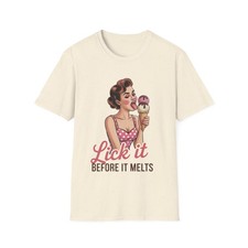 Pinup Girl Lick It Before It Melts T-Shirt | Retro Ice Cream Tee