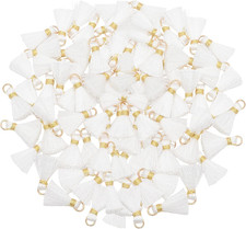 100 pcs Multi-Colors Mini Tiny Handmade Craft Tassels with Golden Jump Ring for