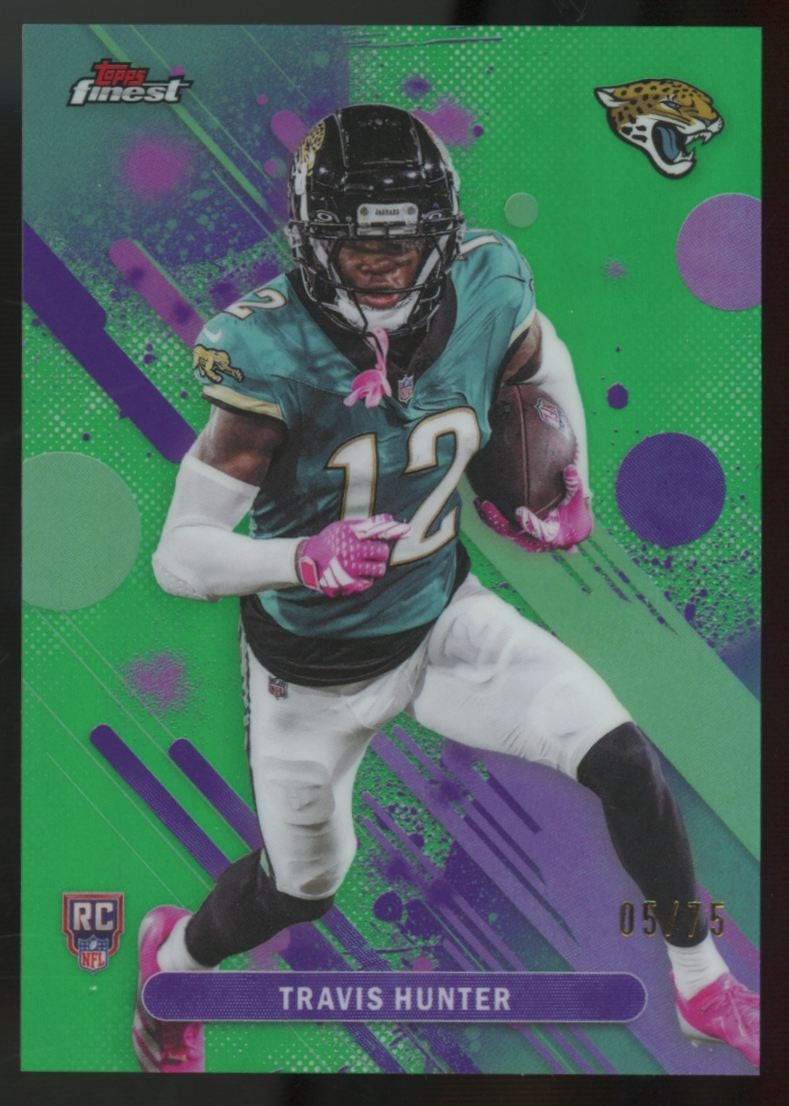 2025 Topps Finest Travis Hunter RC Green Refractor /75 #22