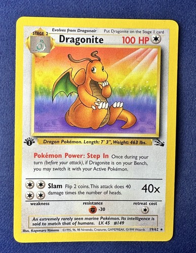 Pokemon Dragonite Fossil 1st Edition 19/62 Non Holo Rare 1999