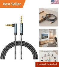 AUX Cord 6ft, 3.5mm Stereo Audio Cable 90 Degree Right Angle Nylon Braided Ma...