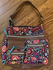 Lily Bloom Multicolor Floral Shoulder Bag, Zip Closure, Outer Pockets, Medium