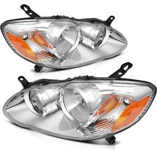 Headlight Assembly Pair Replacement for Toyota Corolla 2003-2008 No Bulbs