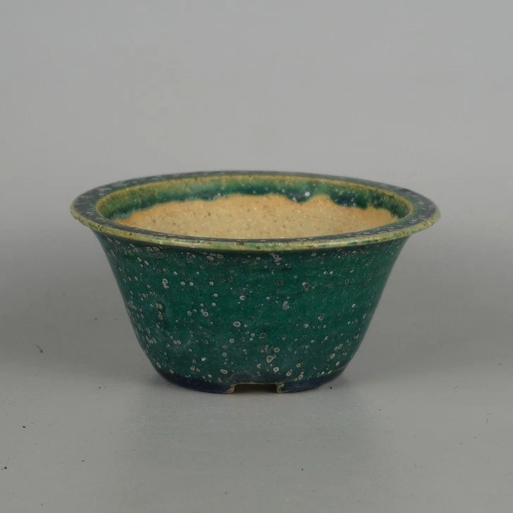 Koyo бонсай горшок Tokoname глазурованный круглый 4,4» (11,2 см) внешний ободок б/у * сколы * Япония - Изображение 2 из 4