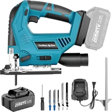 Cordless Jig Saw Compatible 21V Battery, Brushless Jigsaw Tool with 3-Position O
