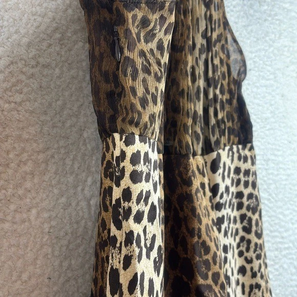 Abito midi donna Love Moschino stampa leopardata seta cotone senza maniche nuovo senza etichette PICCOLO