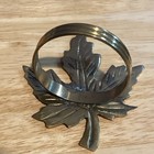 Vintage Set of 12 Brass Maple Leaf Napkin Rings w/Ribbed Loops — photo 7