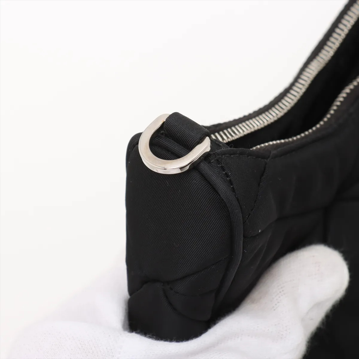 Prada Tessuto Quilt nylon x leather Shoulder bag Black 1BC151 thumbnail 10