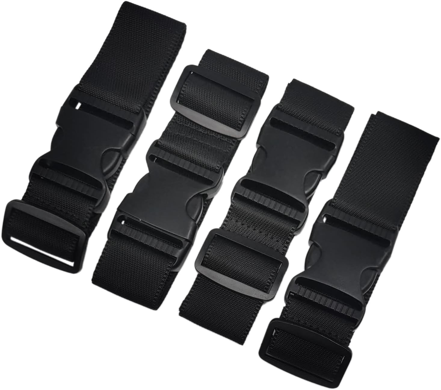 4 Pack Black Luggage Straps Add a Bag Adjustable Travel Buckle Belt Strap