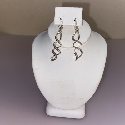 Sterling Silber 925 Triple Twist Ohrringe Ohrhänger Tropfen Infinity