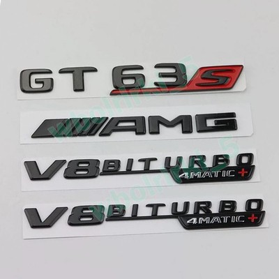 Für Mercedes GT63s AMG V8 Biturbo 4Matic+ Embleme Aufkleber Auto Schwarz Glanz