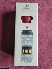 Espro Coffee Travel Press- Brews 10 oz Brushed Stainless Steel- Red