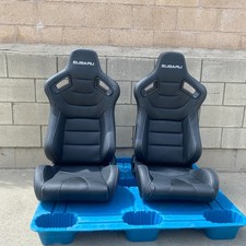 Recaro Subaru Style Recliner Black Leather Bucket Seats New Set 2pc Pair