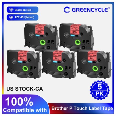 Compatible for Brother P-Touch Label Maker TZ TZe 451 Tape Cartridges 24mm 5Pack
