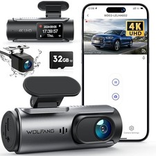 4K Dual Dash Cam Front  Rear with WiFi, Night Vision, 128GB Storage Capacity