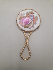 Vintage LIMOGES PORCELAIN Hand Held Mirror Co...