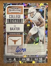 2025 CONTENDERS NIL COLLEGE TICKET CJ BAXTER AUTO /25 CRACKED ICE TEXAS #3 SSP 