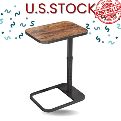 NEW TV Tray Table Adjustable Height Flip Top C Shaped End Side Table Small Space