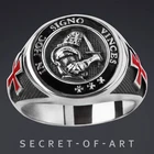 Knights Templar Ring Silver 925 Crusaders Black Knight Masonic Jewelry In Hoc